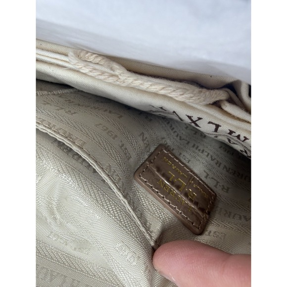 Ralph Lauren Lynwood Farrah Medium Clutch Textured Leather Gold Leaf MSRP $178